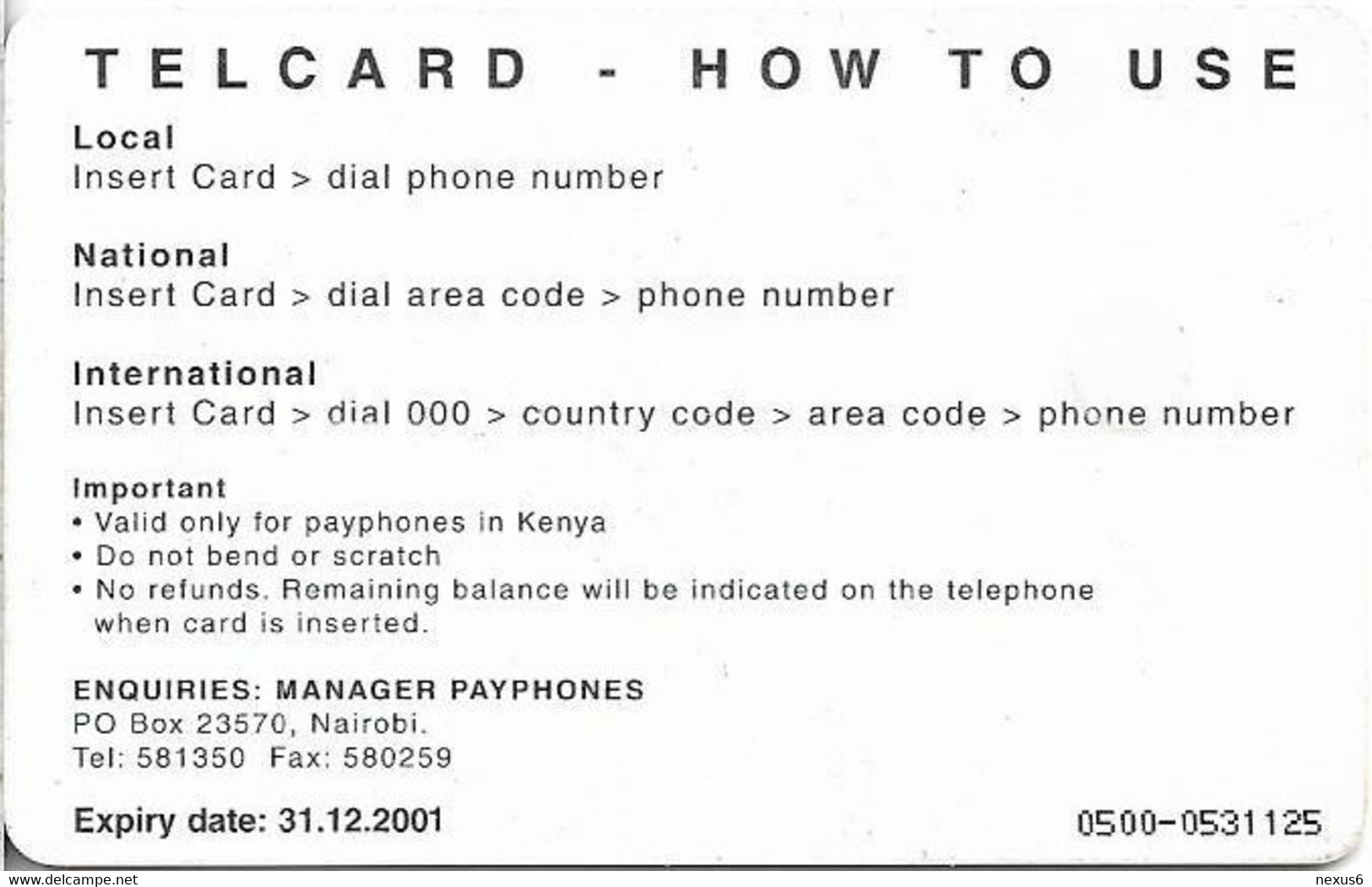 Kenya - KPTC - Orange Handset, 31.12.2001, Gem5 Red, 500Sh, Used - Kenya