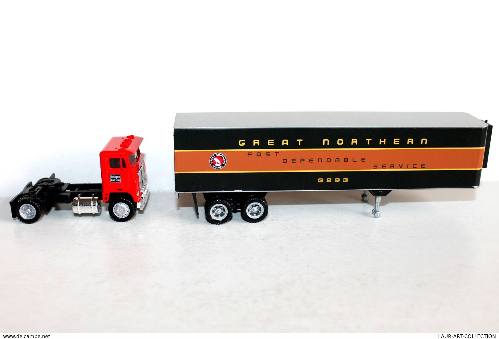 CAMION POIDS LOURD 1/87, TRACTEUR BURLINGTON + SEMI REMORQUE GREAT NORTHERN G293 - AUTOMOBILE MINIATURE (1712.26) - Scala 1:87