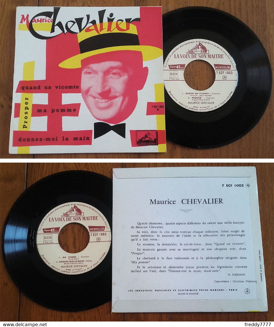RARE French EP 45t RPM BIEM (7") MAURICE CHEVALIER «Quand Un Vicomte» (195?) - Verzameluitgaven