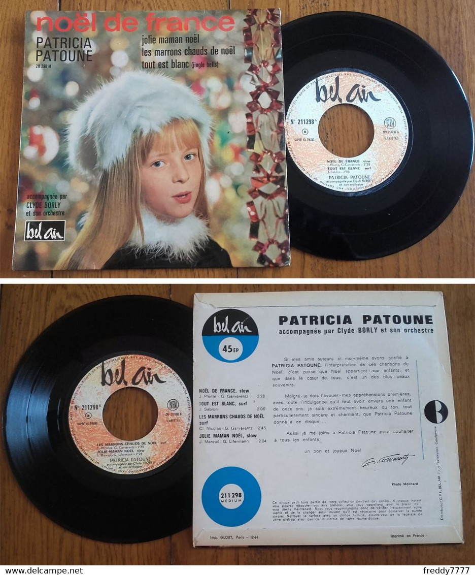 RARE French EP 45t RPM BIEM (7") PATRICIA PATOUNE «Noël De France» (12-1964) - Collectors