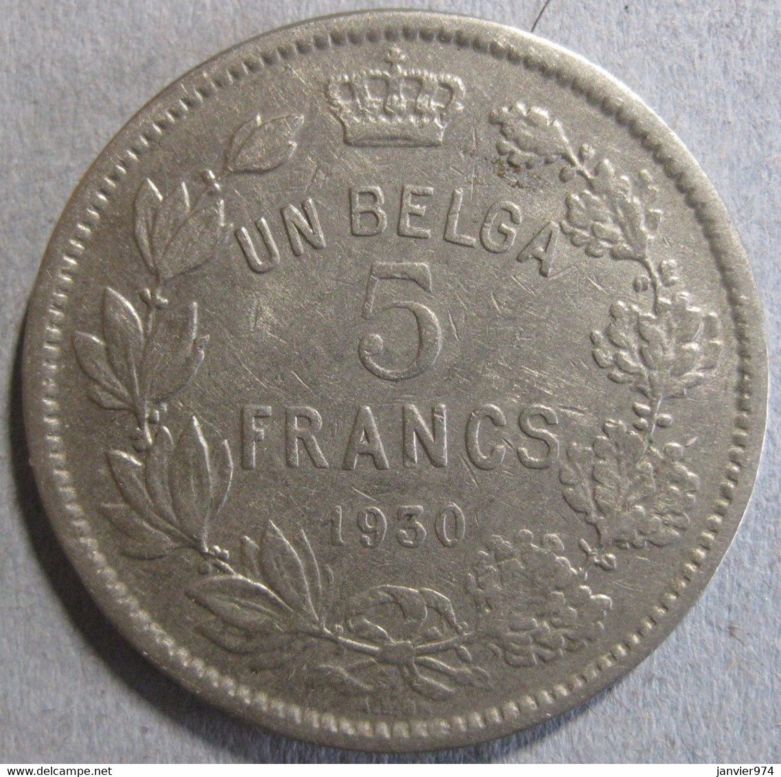 Belgique 5 Francs 1930 Position B , Légende Française , Albert I, En Nickel , KM# 97.1 - 5 Frank & 1 Belga