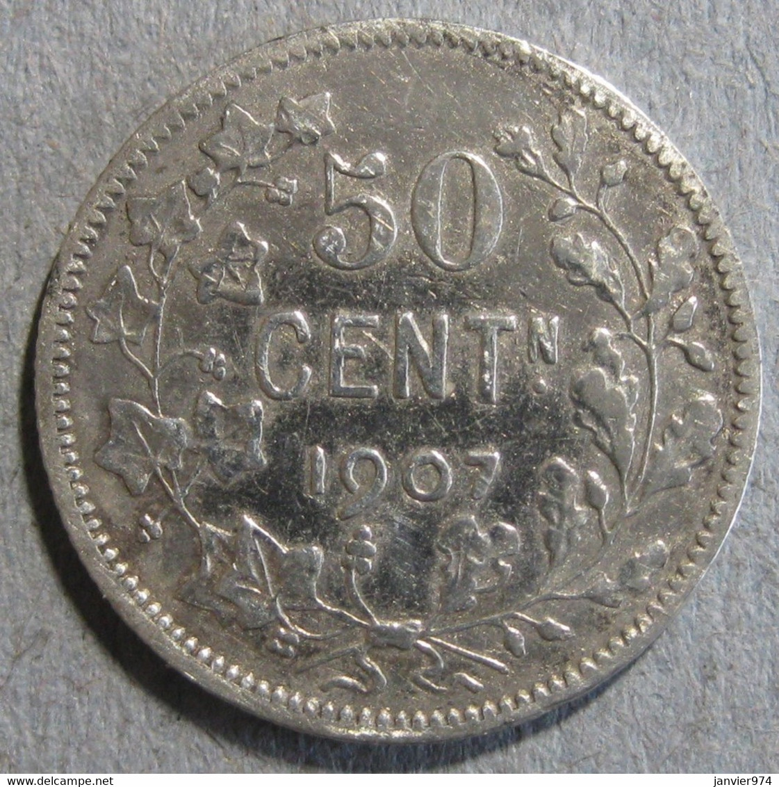 Belgique. 50 Centimes 1907. Légende Flamand. Leopold II, En Argent , KM# 61 - 50 Cents