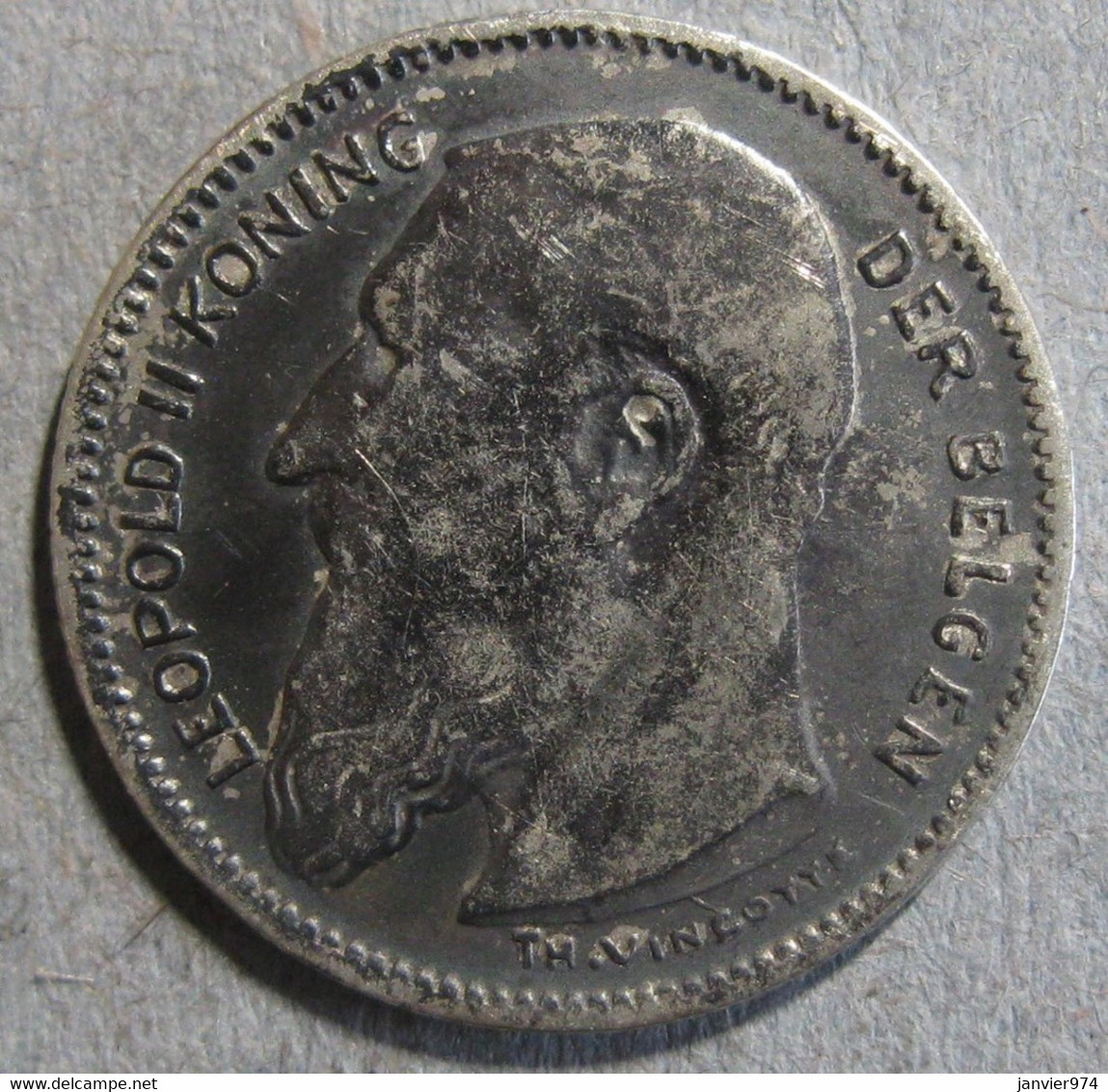 Belgique. 50 Centimes 1907. Légende Flamand. Leopold II, En Argent , KM# 61 - 50 Cent