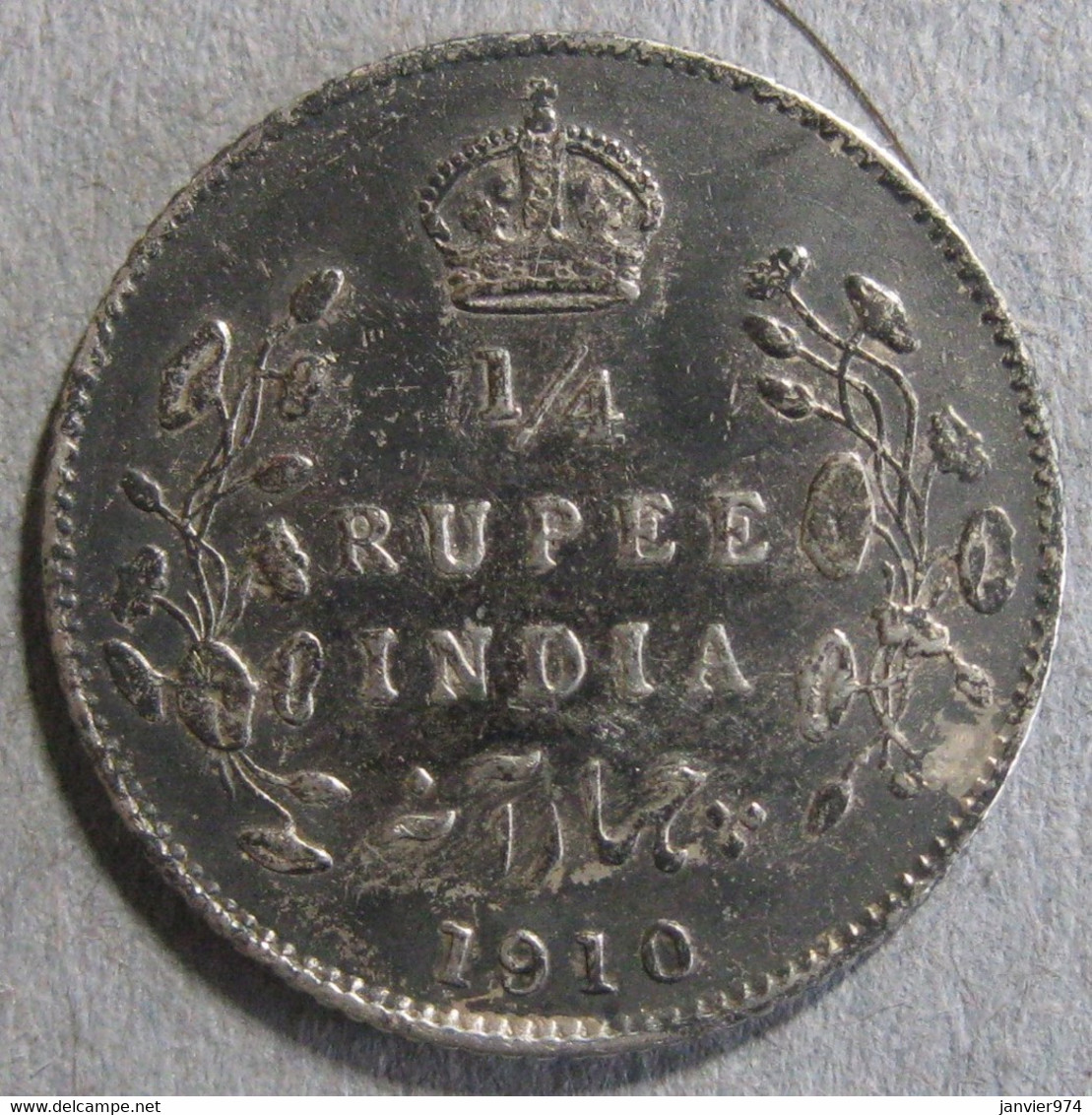 India British. 1/4 Rupee 1910. EDWARD VII . En Argent. KM# 506 - India