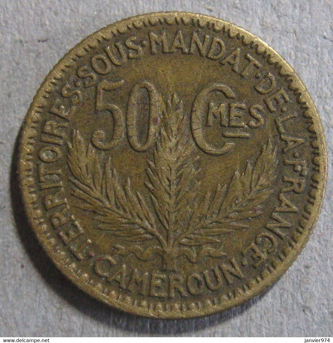 Territoire Sous Mandat De La France. Cameroun. 50 Centimes 1925. Lec 3 - Camerún
