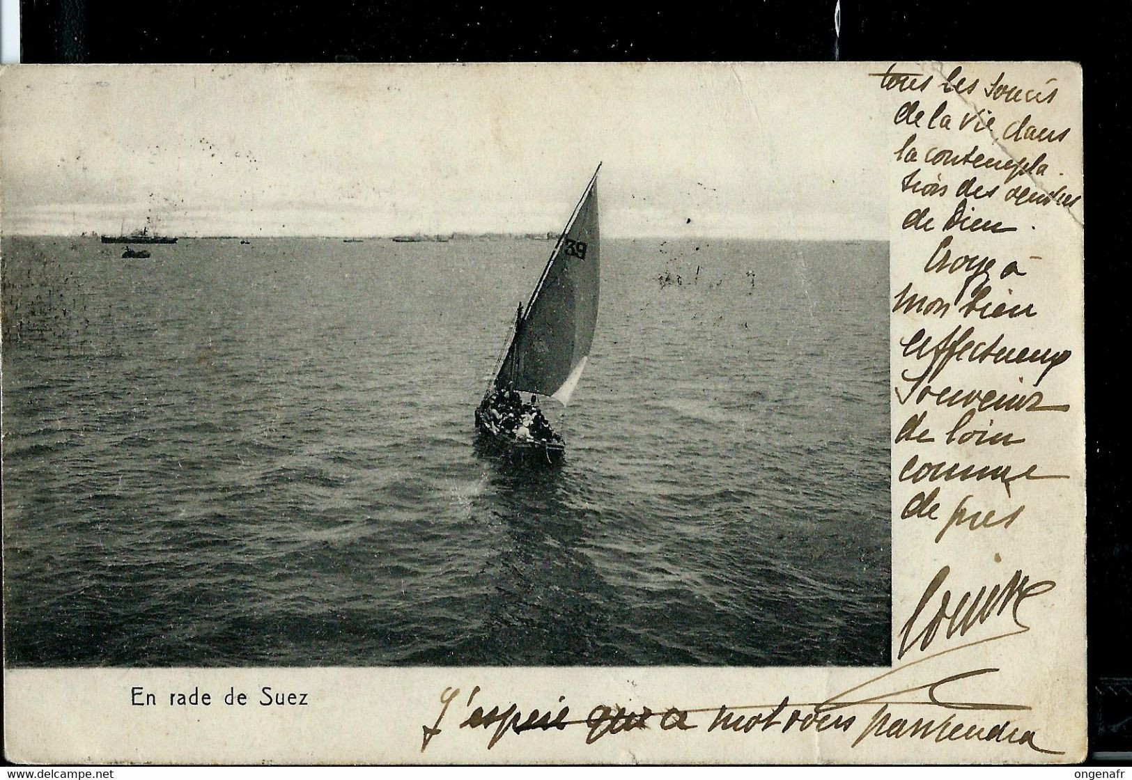 Carte-vue ( En Rade De Suez) Obl. DINANT 02/04/1909 Pour Italie Avec Retour  Louvain - Landpost (Ruralpost)