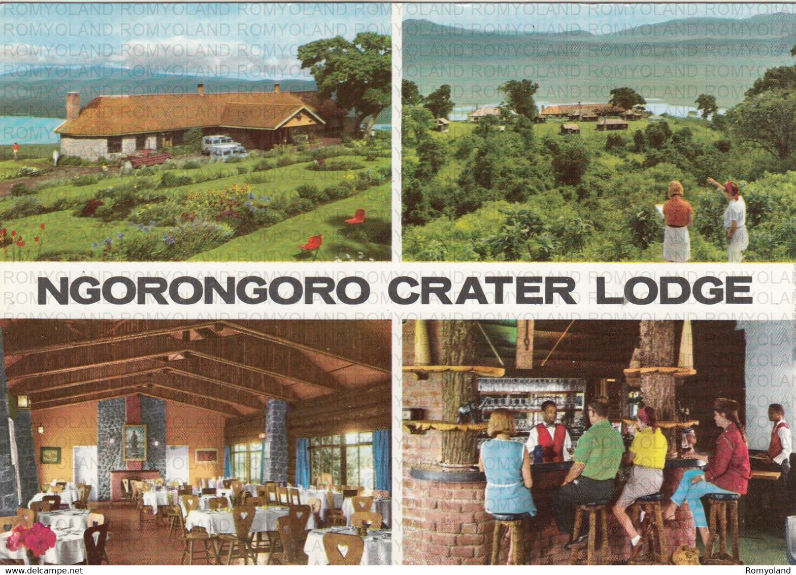 CARTOLINA  NGORONGORO,TANZANIA,NGORONGORO CRATER LODGE-AN ALPINE DODGE IN TANZANIA-VIAGGIATA 1970 - Tanzanie