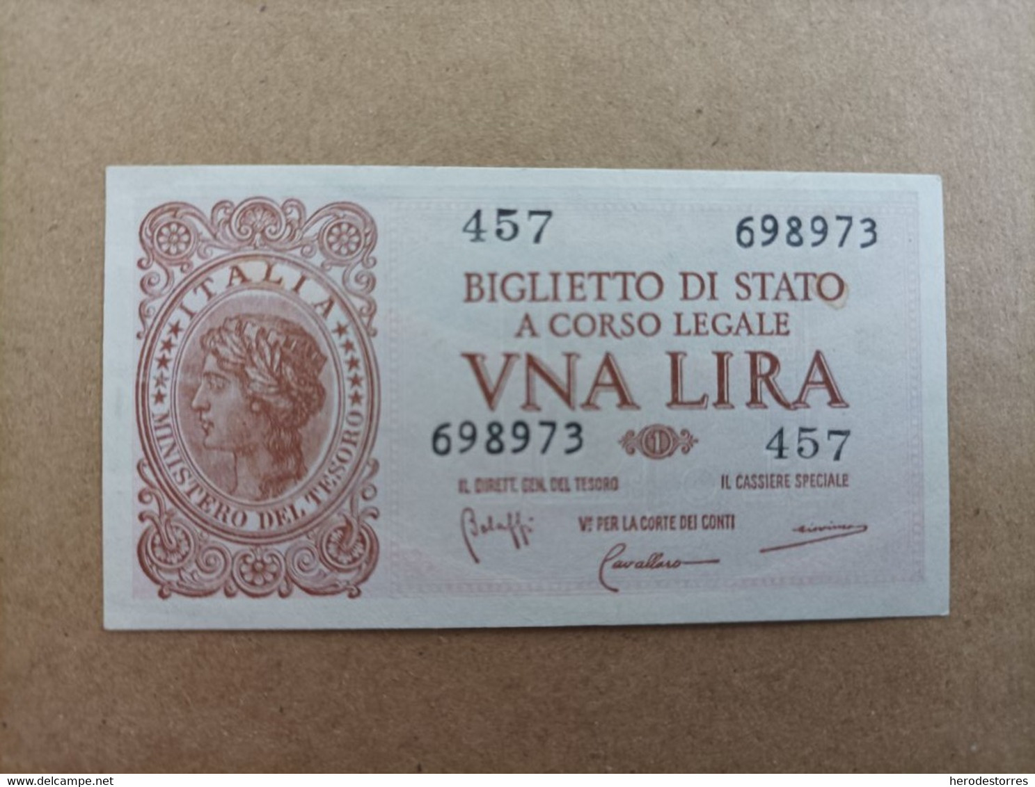 Billete De Italia De 1 Lira, Año 1940, UNC - Te Identificeren