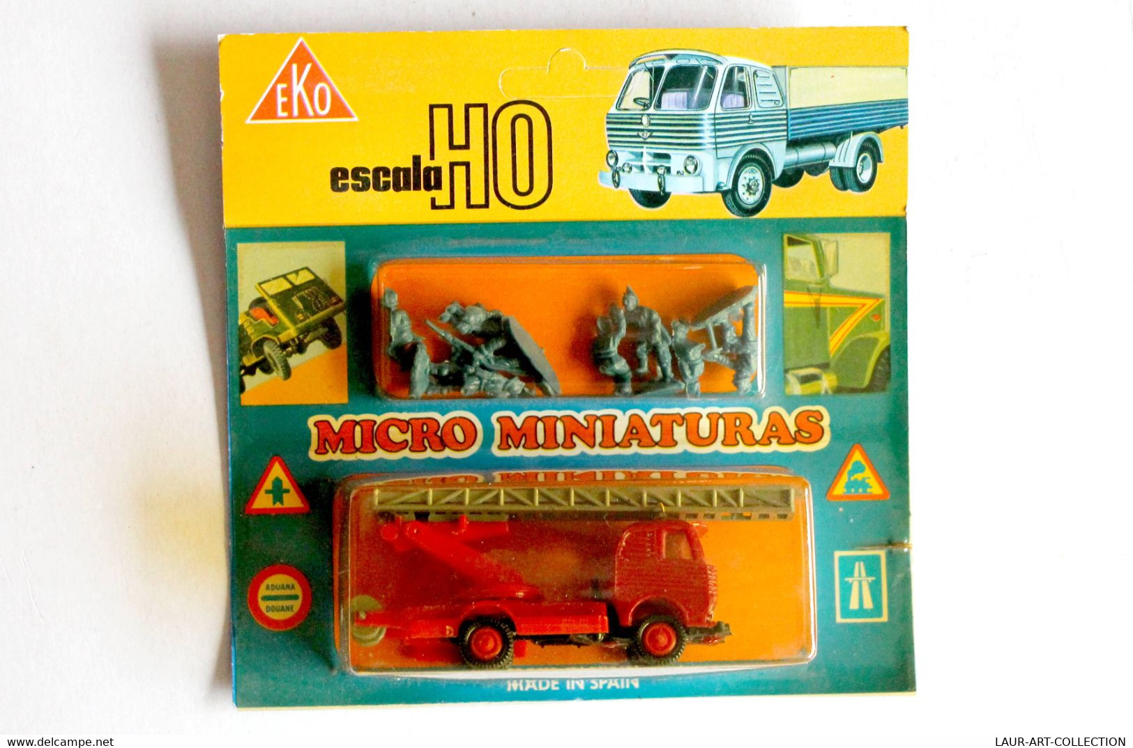 EKO HO - CAMION POMPIER ECHELLE SECOURS + 8 FIGURINE De SAPEUR, MICRO MINIATURAS - AUTOMOBILE MINIATURE (1712.10) - Camions