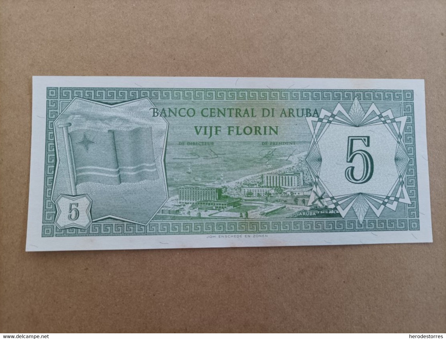 Billete De Aruba De 5 Gulden, Año 1986, Nº Bajisimo A0002340927, UNC, Algunas Manchas - Aruba (1986-...)