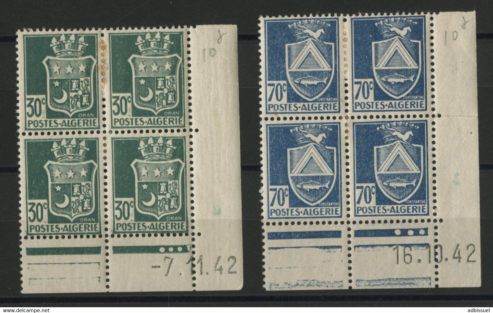 ALGERIE N° 185 + 188 DEUX COINS DATES Neufs * Voir Description - Unused Stamps