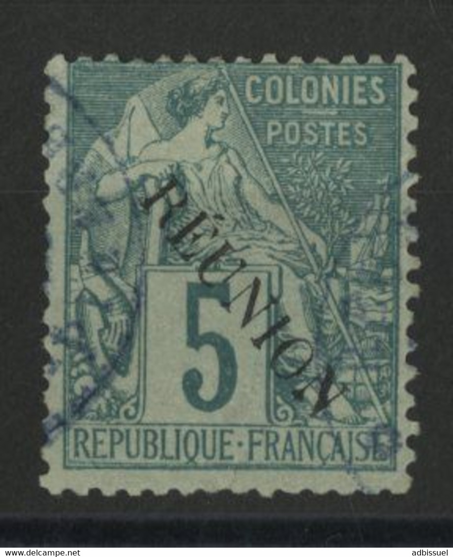 REUNION N° 20b Oblitéré Cote 65 € 5 Ct Vert Surchargé Avec Accent Sur Le "E" De "REUNION". TB - Used Stamps