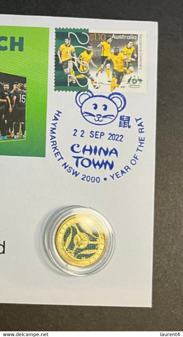 (3 N 34) 22nd Sept. 2022 - Football - Australia V New Zealand (1 Covers + $ 2.00 Football Coin (FIFA) - 2 Dollars