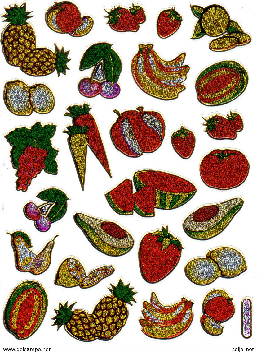 Früchte Gemüse Aufkleber Metallic Look / Fruit Vegetable Sticker 1 Sheet - Scrapbooking