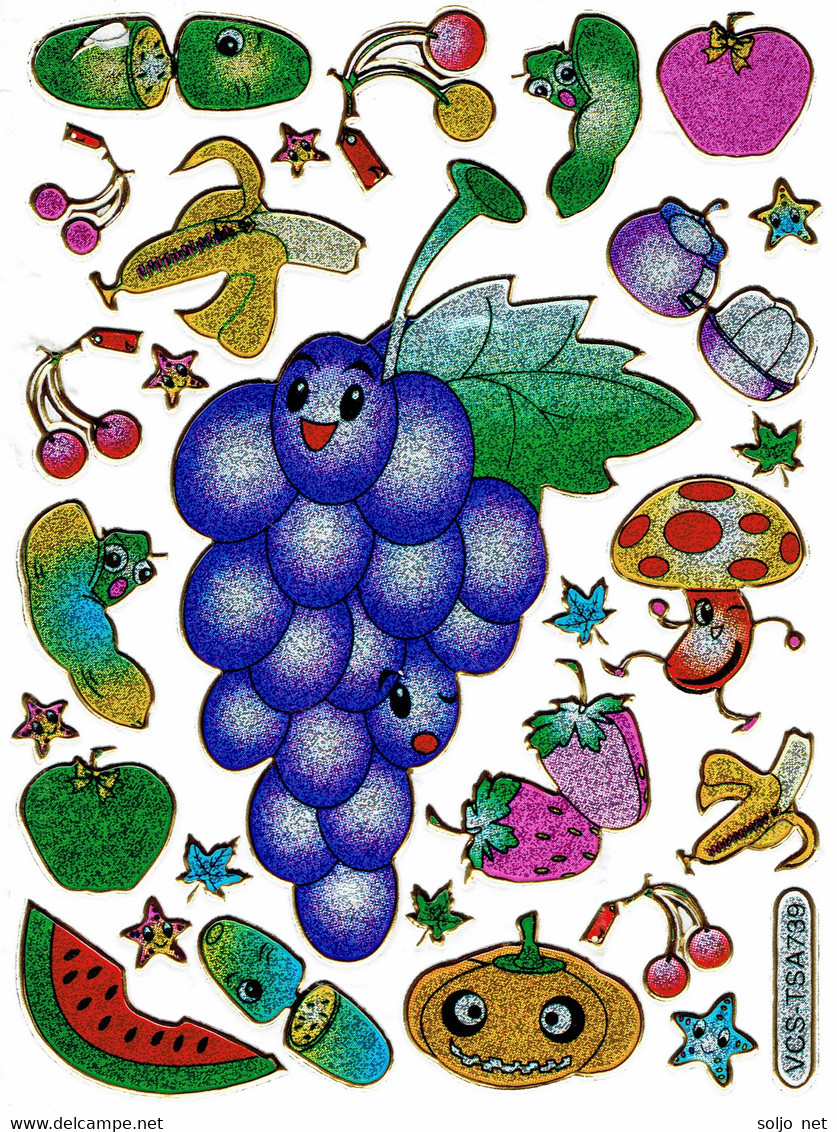 Früchte Gemüse Aufkleber Metallic Look / Fruit Vegetable Sticker 1 Sheet - Scrapbooking