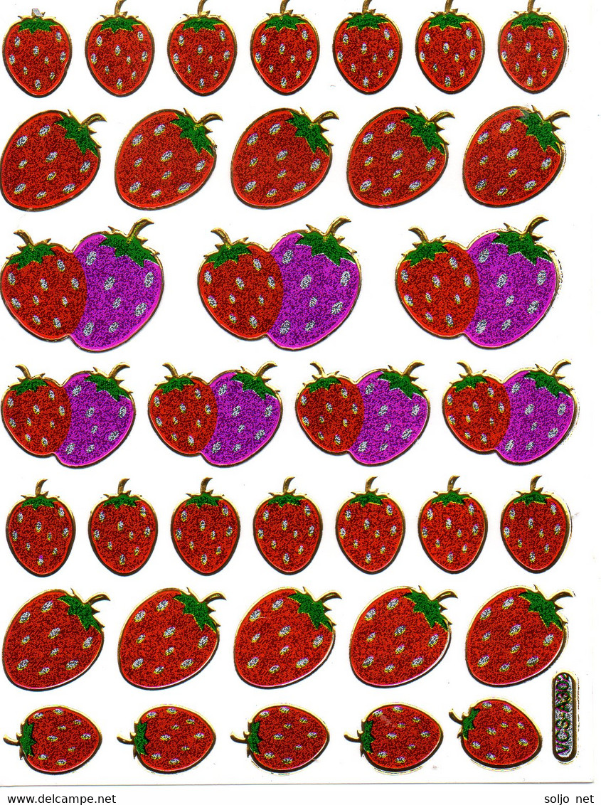 Früchte Erdbeere Aufkleber Metallic Look / Fruit Strawberry Sticker 1 Sheet - Scrapbooking