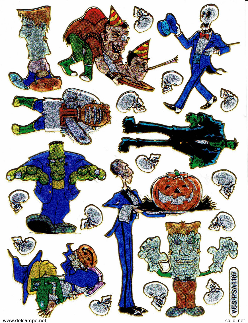 Halloween Monster Aufkleber Metallic Look / Ghost Sticker 1 Sheet - Scrapbooking