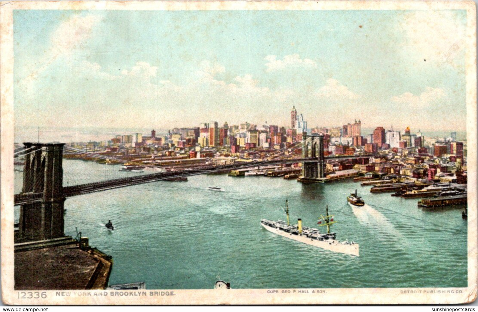 New York City Skyline And Brooklyn Bridge Detroit Publishing - Brücken Und Tunnel
