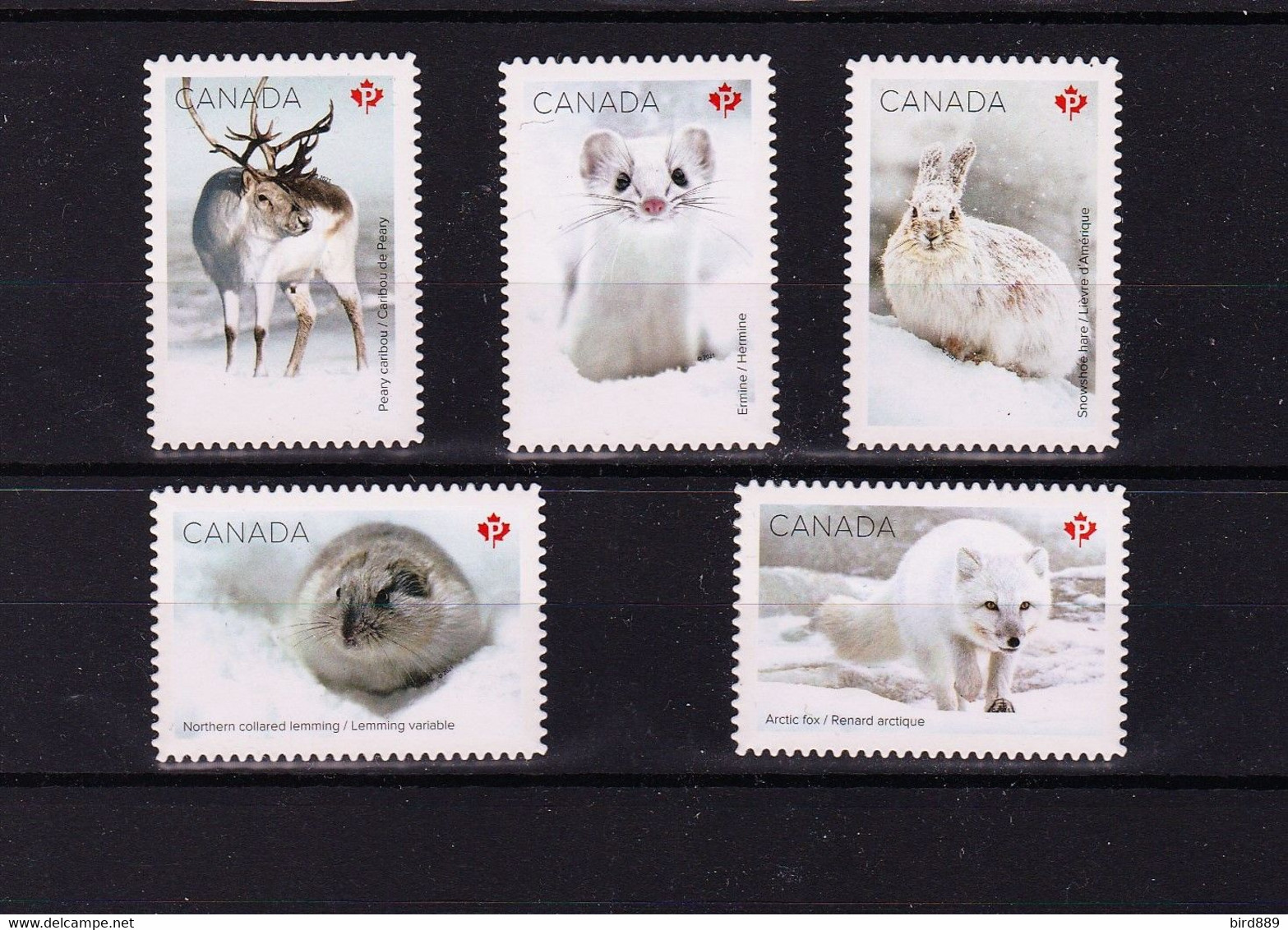 2021 Canada Fauna Winter Animals Caribou Ermine Hare Lemming Fox Full Set Of 5 From Booklet MNH - Timbres Seuls