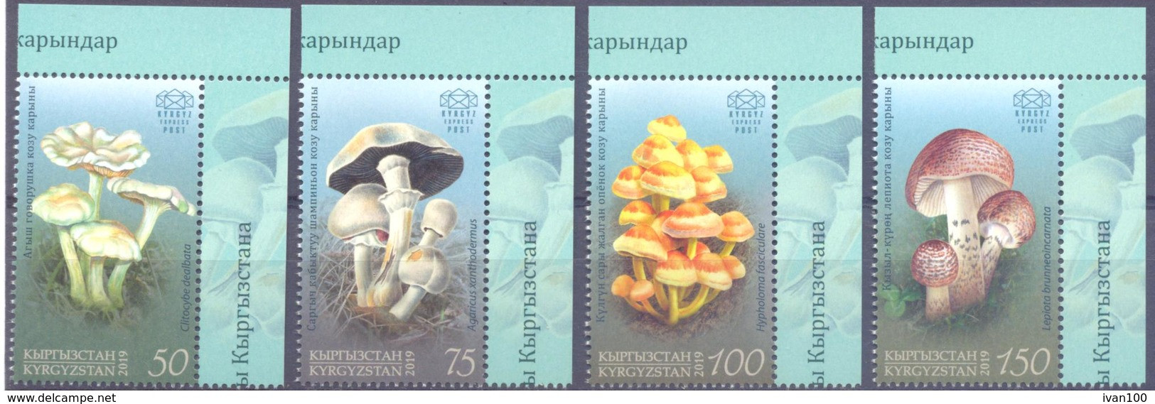 2019. Kyrgyzstan, Poisonous Mushrooms, 4v, Mint/** - Kirghizistan