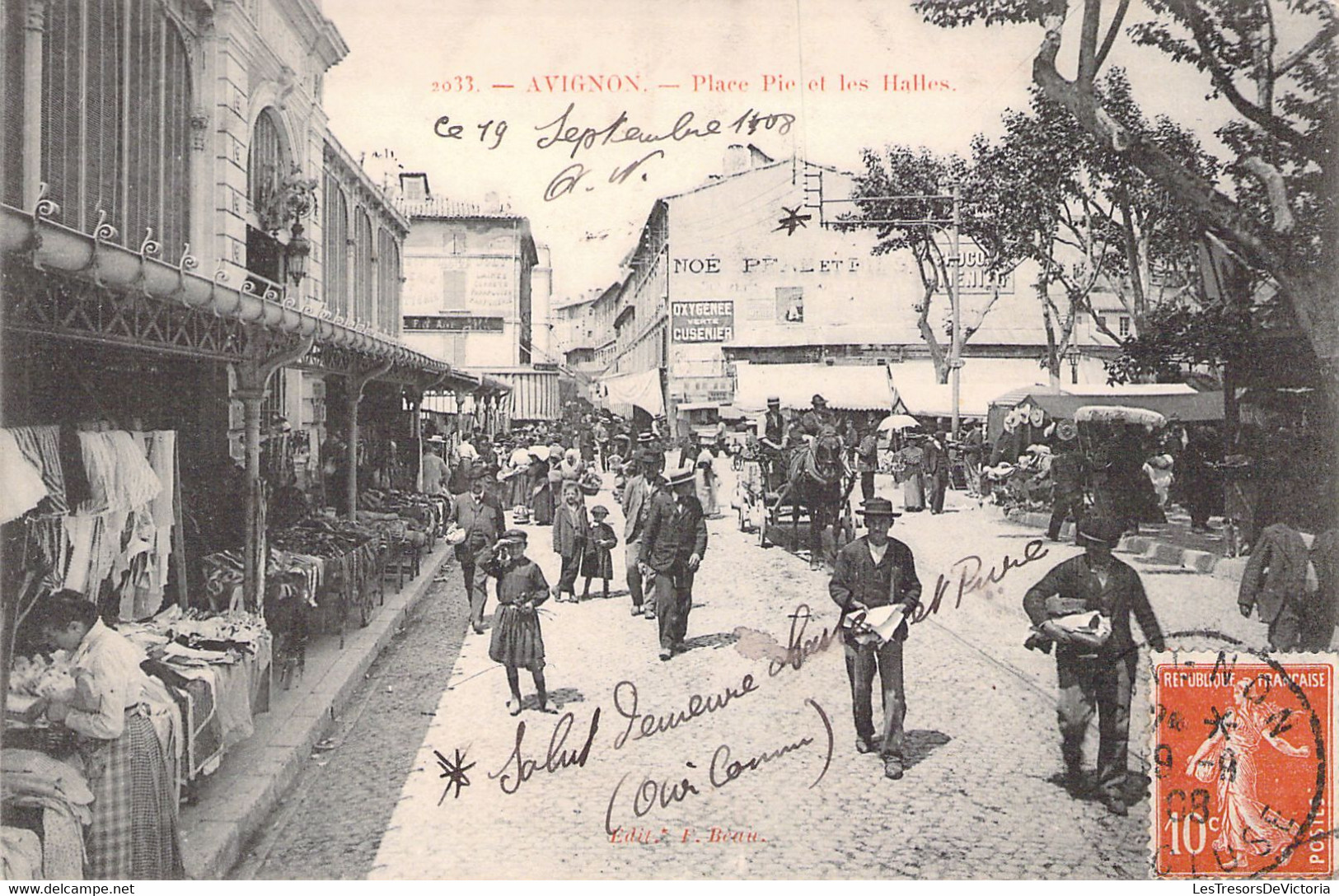 CPA COMMERCE - Avignon - Place Pie Et Les Halles - Animée - Edit F Beau - Märkte