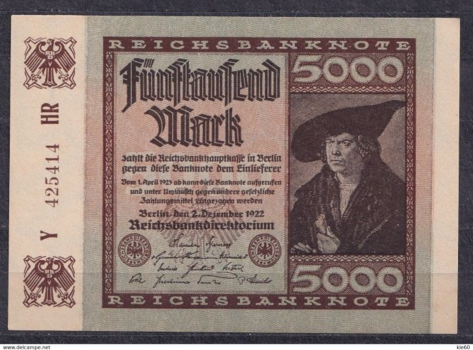 Germany - 1922 - 5000 Mark  -R80a.. UNC - 5.000 Mark