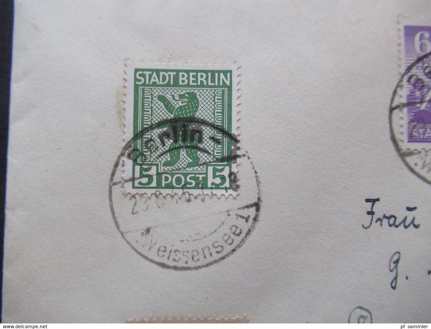 29.8.1945 SBZ Berlin / Berliner Bär Satzbrief Nr.1/7 Stempel Berlin Weissenseee 1 Als Ortsbrief Berlin / Sammlerbeleg - Andere & Zonder Classificatie