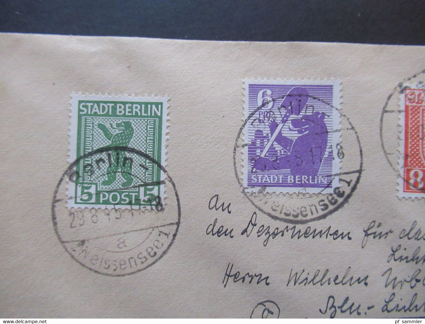 29.8.1945 SBZ Berlin / Berliner Bär Satzbrief Nr.1/7 Stempel Berlin Weissenseee 1 Als Ortsbrief Berlin / Sammlerbeleg - Andere & Zonder Classificatie