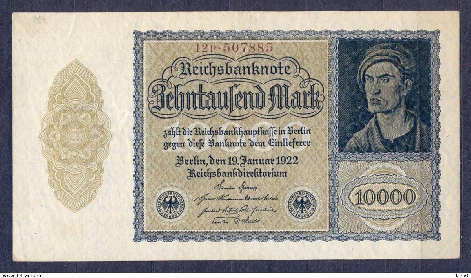 Germany - 1922 -10 000 Mark .- 12P.. R69c....VF - 10000 Mark