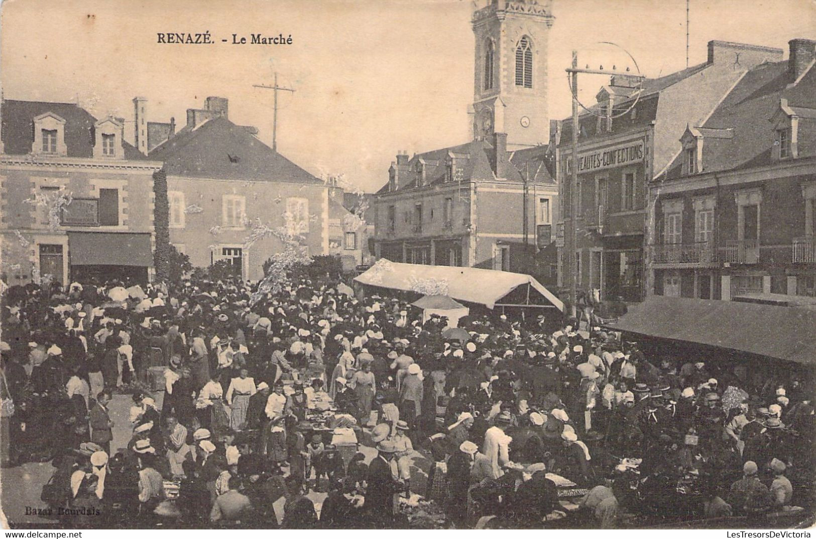 CPA COMMERCE - RENAZE - Le Marché - Bazar Bourdais - Mercados