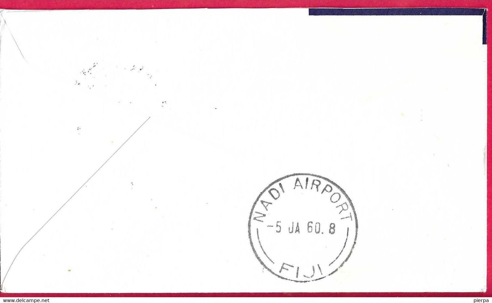 AUSTRALIA - FIRST FLIGHT TEALECTRA AUCKLAND TO NADI AIRPORT (FIJI) * 5.JAN.60* ON OFFICIAL ENVELOPE - First Flight Covers