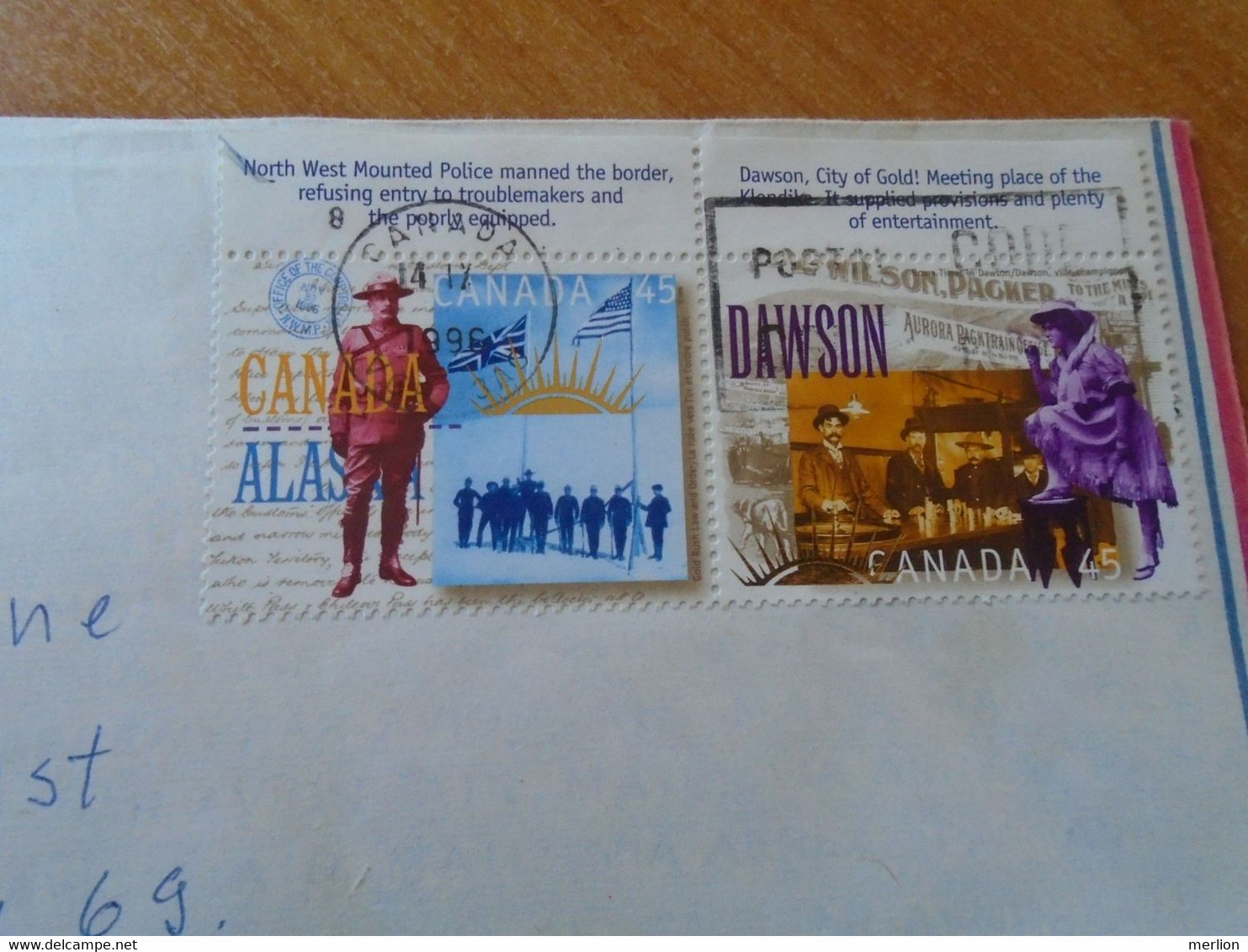ZA405.5 CANADA  Airmail Cover - Cancel 1996 Vancouver BC Sent To Hungary Stamp NOrth West Mounted Police - Dawson City - Brieven En Documenten