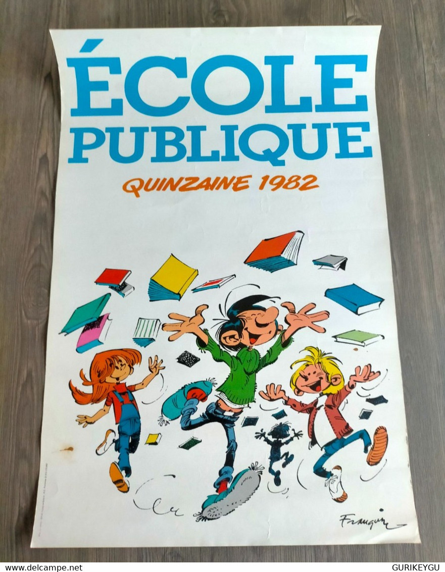 GASTON LAGAFFE ECOLE PUBLIQUE 1982 Affiche 57cm X 38cm EO DUPUIS FRANQUIN - Andere & Zonder Classificatie