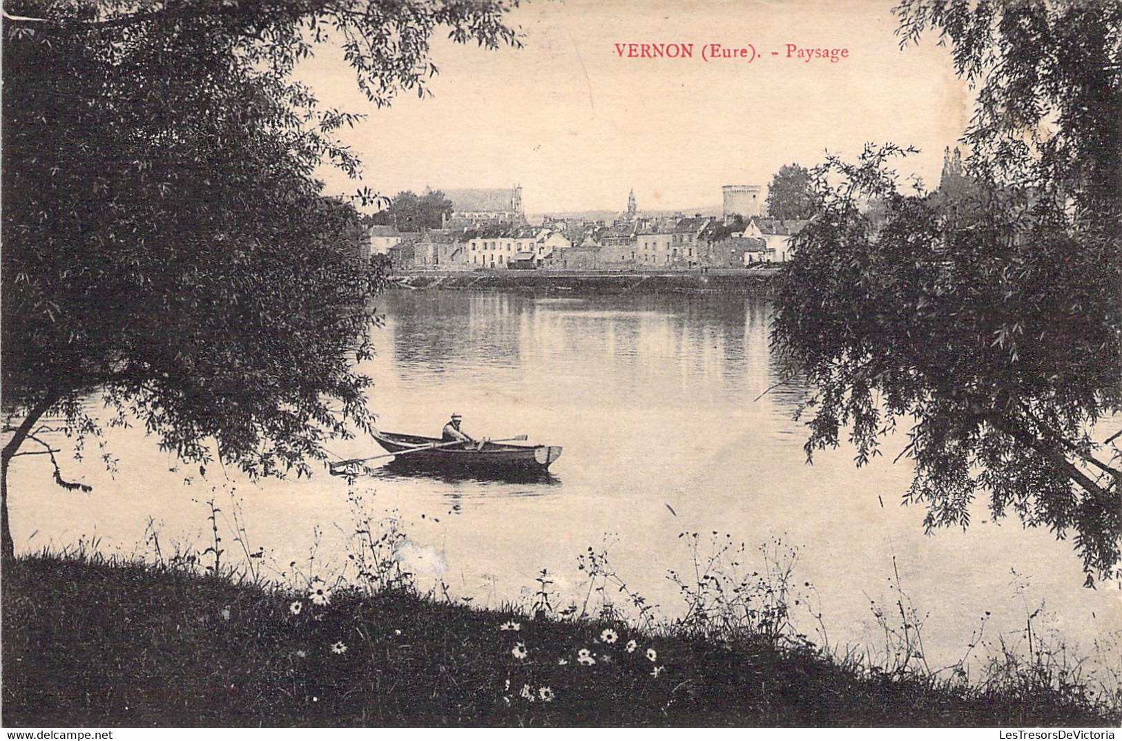 CPA FRANCE - 27 - VERNON - Paysage - Barque - Marguerites - Vernon