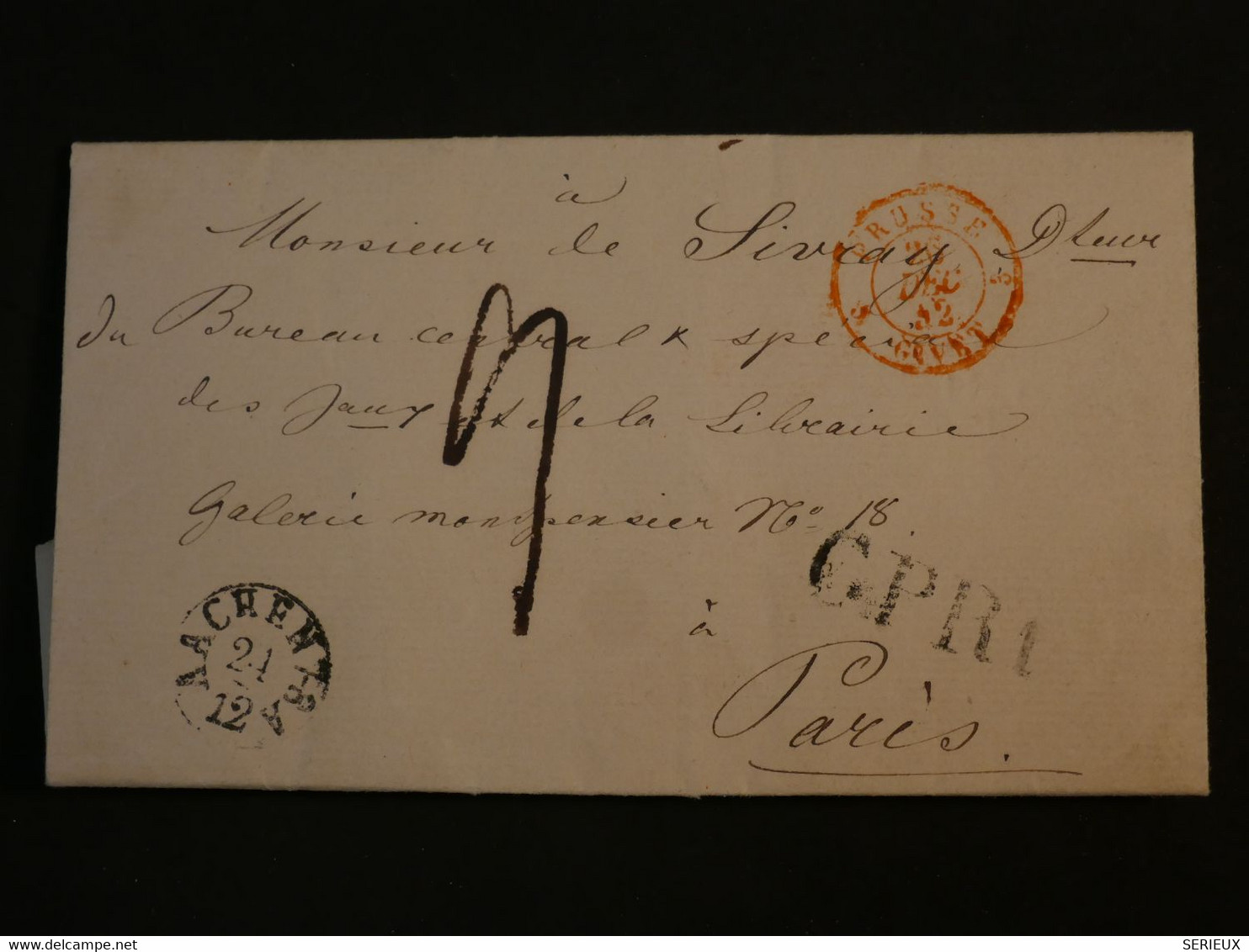 BL10 PRUSsE   BELLE LETTRE 1852  AACHEN  A  PARIS FRANCE    +++++ AFFR.  INTERESSANT ++ - Cartas & Documentos