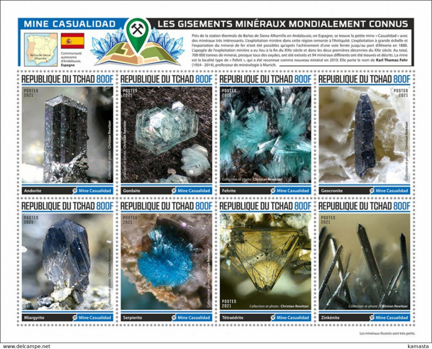 Chad  2021 Mineral Deposits. (401) OFFICIAL ISSUE - Minéraux