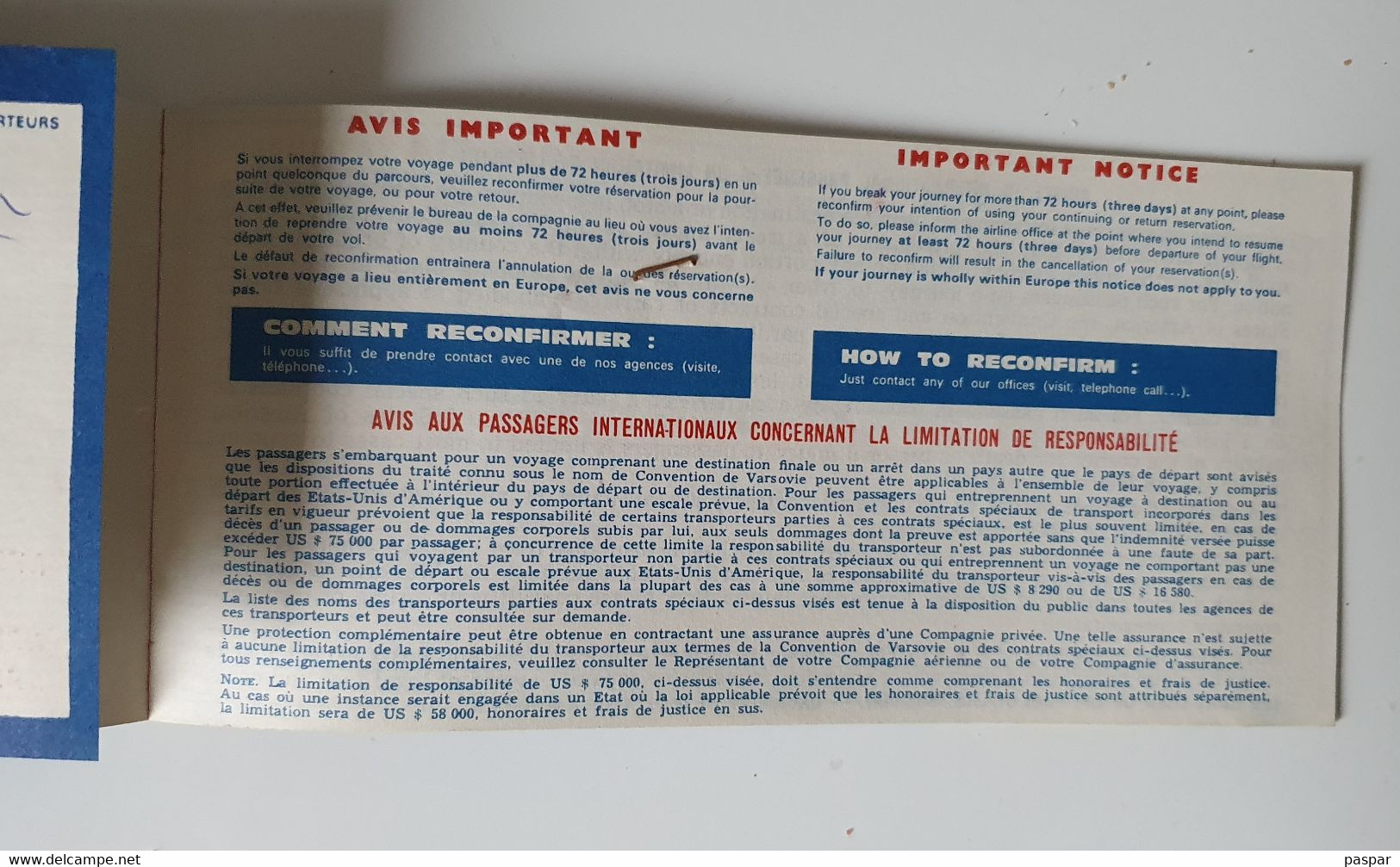 Billet D'avion Air France - Bordeaux Dakar 1968 - Billet De Passage Et Bulletin De Bagages - Tickets