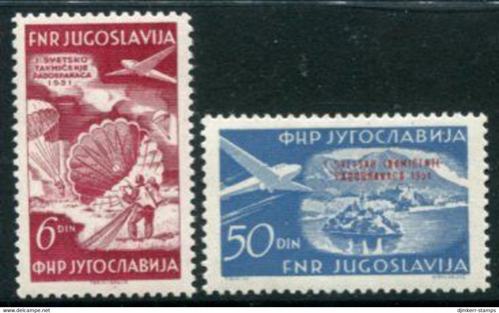 YUGOSLAVIA 1951 Parachuting Competition LHM / *.  Michel 666-67 - Neufs