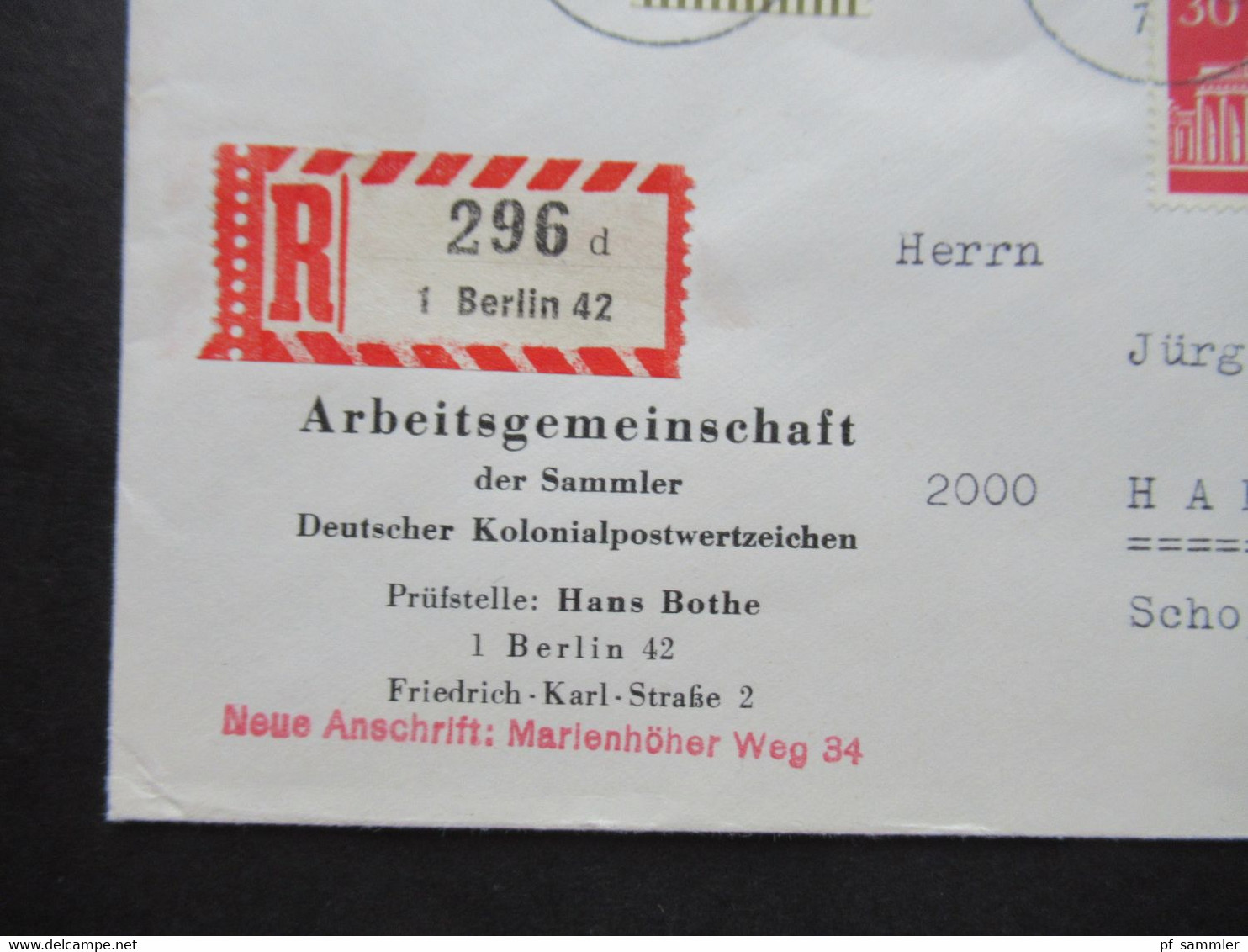 Berlin West 1968 Brandenburger Tor ZD MiF Mit Bedeutende Deutsche Einschreiben Fernbrief Berlin 42 - Hamburg - Lettres & Documents