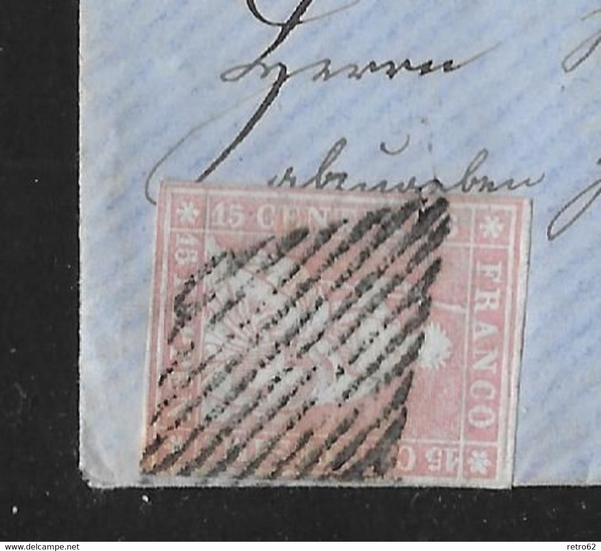 1854-1862 HELVETIA / STRUBEL (Ungezähnt) → Briefumschlag Von RHEINFELDEN Nach MOLLIS     ►SBK-24B1.II/III / CHF 850.-◄ - Storia Postale