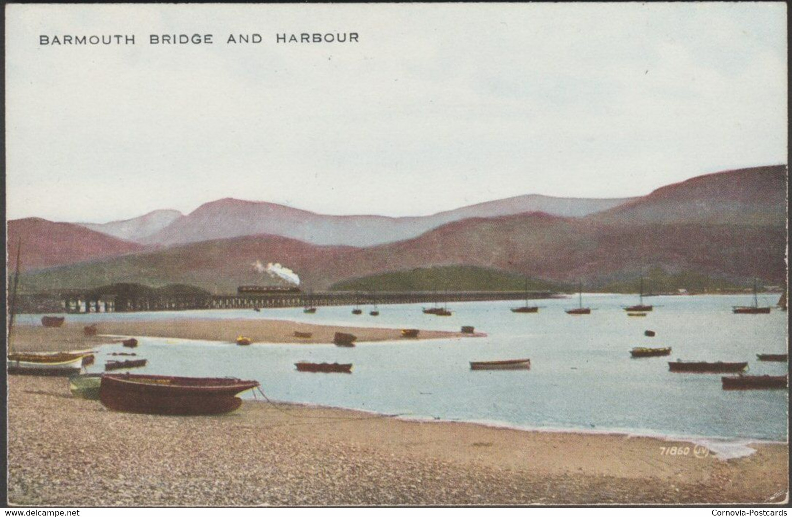 Barmouth Bridge And Harbour, Merionethshire, 1925 - Valentine's Valesque Postcard - Merionethshire