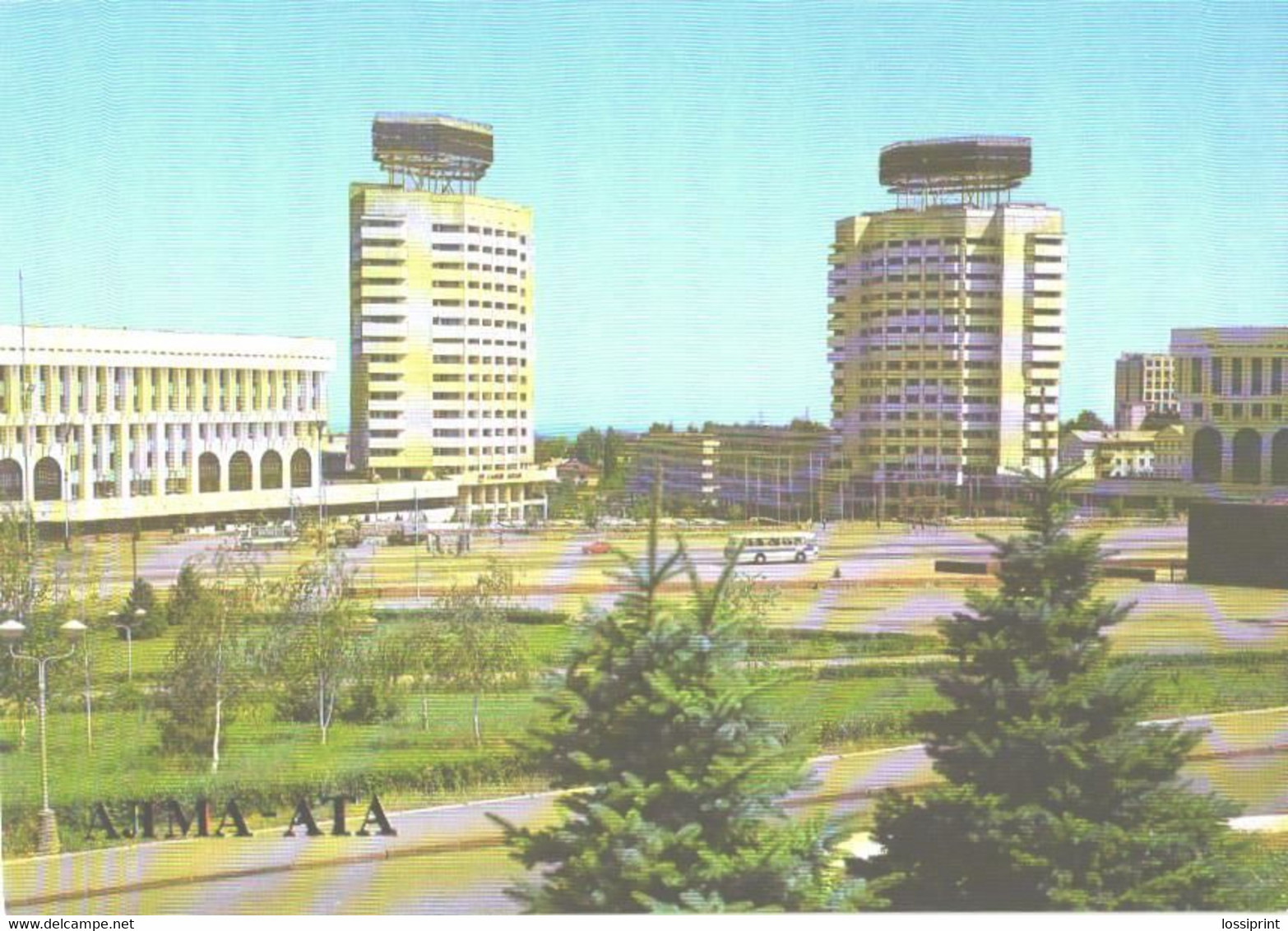 Kazakhstan:Alma-Ata, Dwelling-houses And Projecting Institutes At L.I.Brezhnev Square, 1987 - Kasachstan