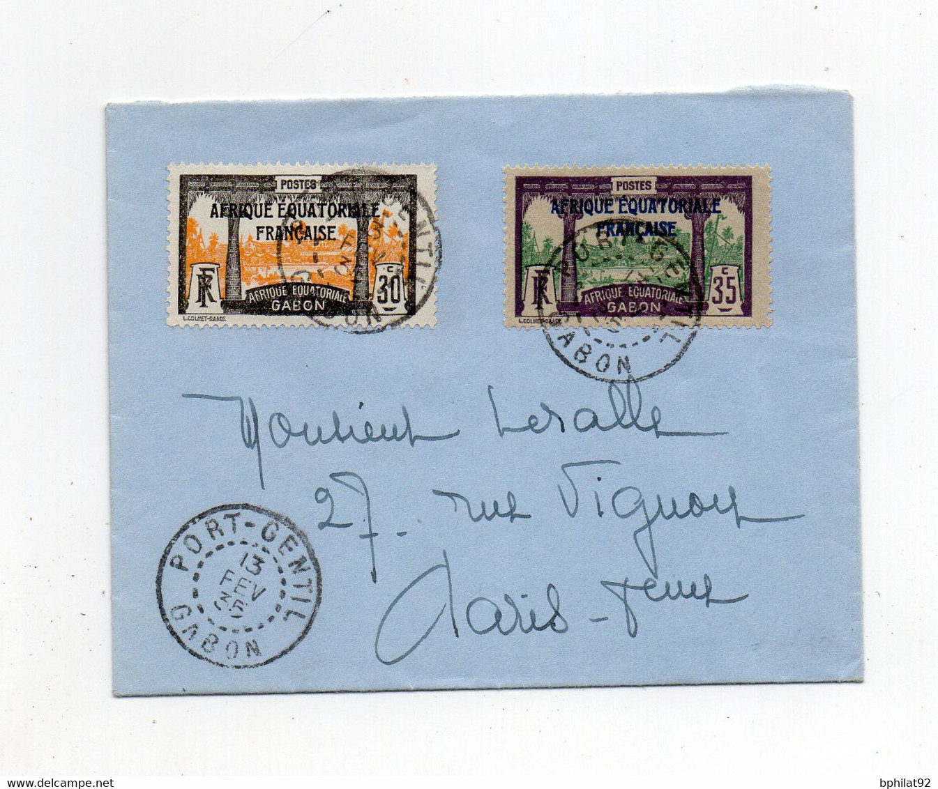 !!! GABON, LETTRE DE PORT GENTIL DE 1935 POUR PARIS - Storia Postale