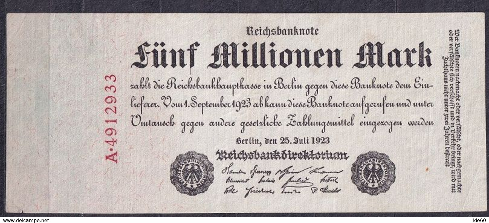 Germany - 1923 - 5 000 000 Mark  - A.. R94.. XF - 5 Mio. Mark