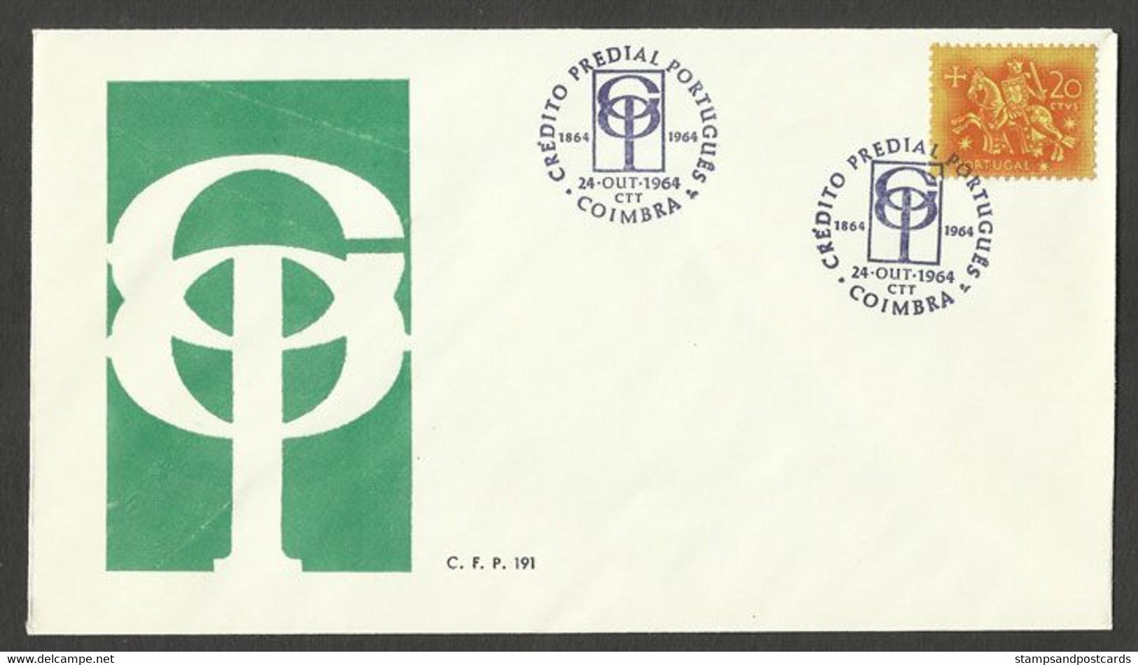 Portugal Cachet Commémoratif  Centenaire CPP Crédito Predial Português Banque Coimbra 1964 Event Postmark Bank - Flammes & Oblitérations