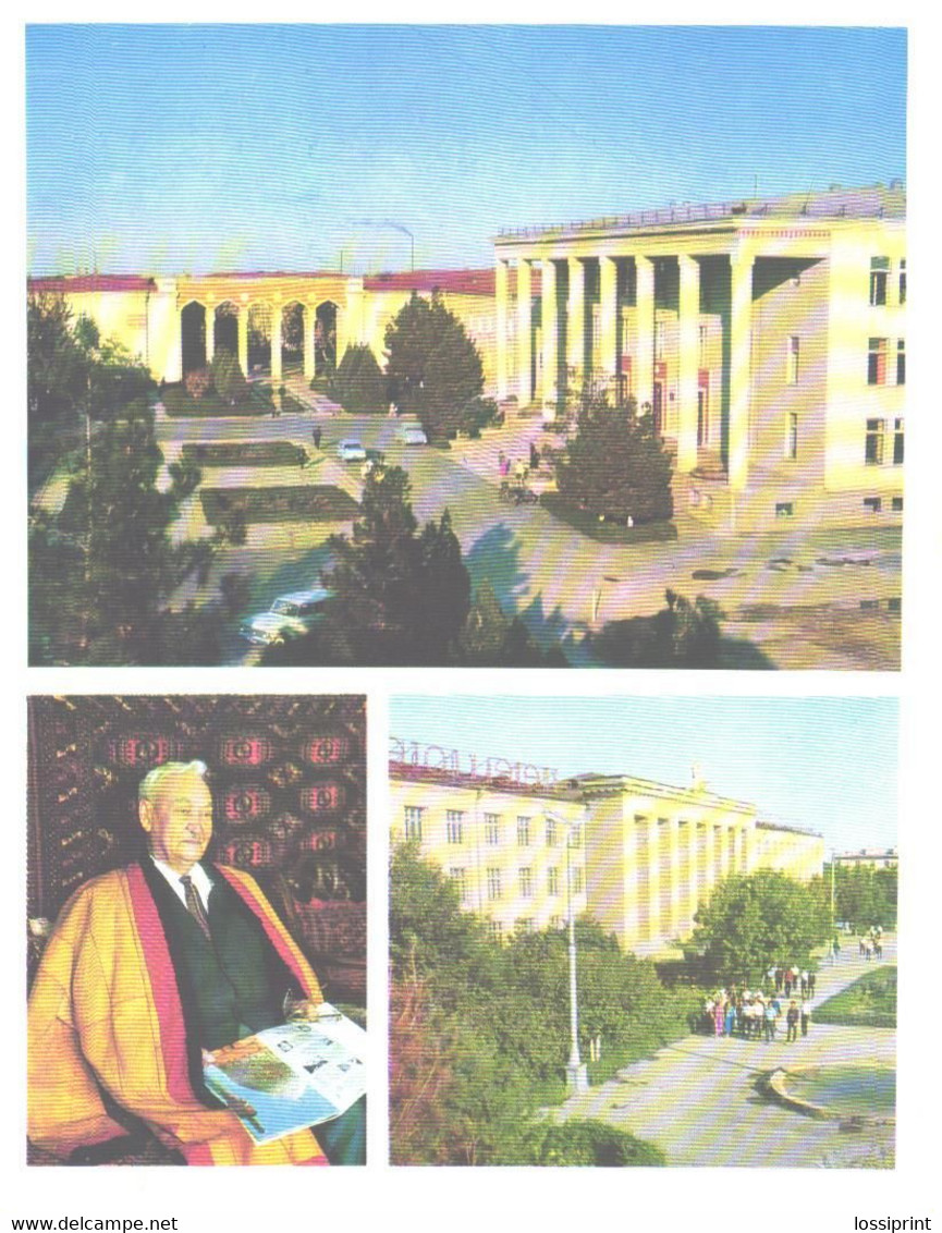 Turkmenistan:Ashgabat, Academy Of Sciences, Writer Berdy Kerbabayev, Gorky University Main Building, 1974, Large Size Po - Turkmenistan