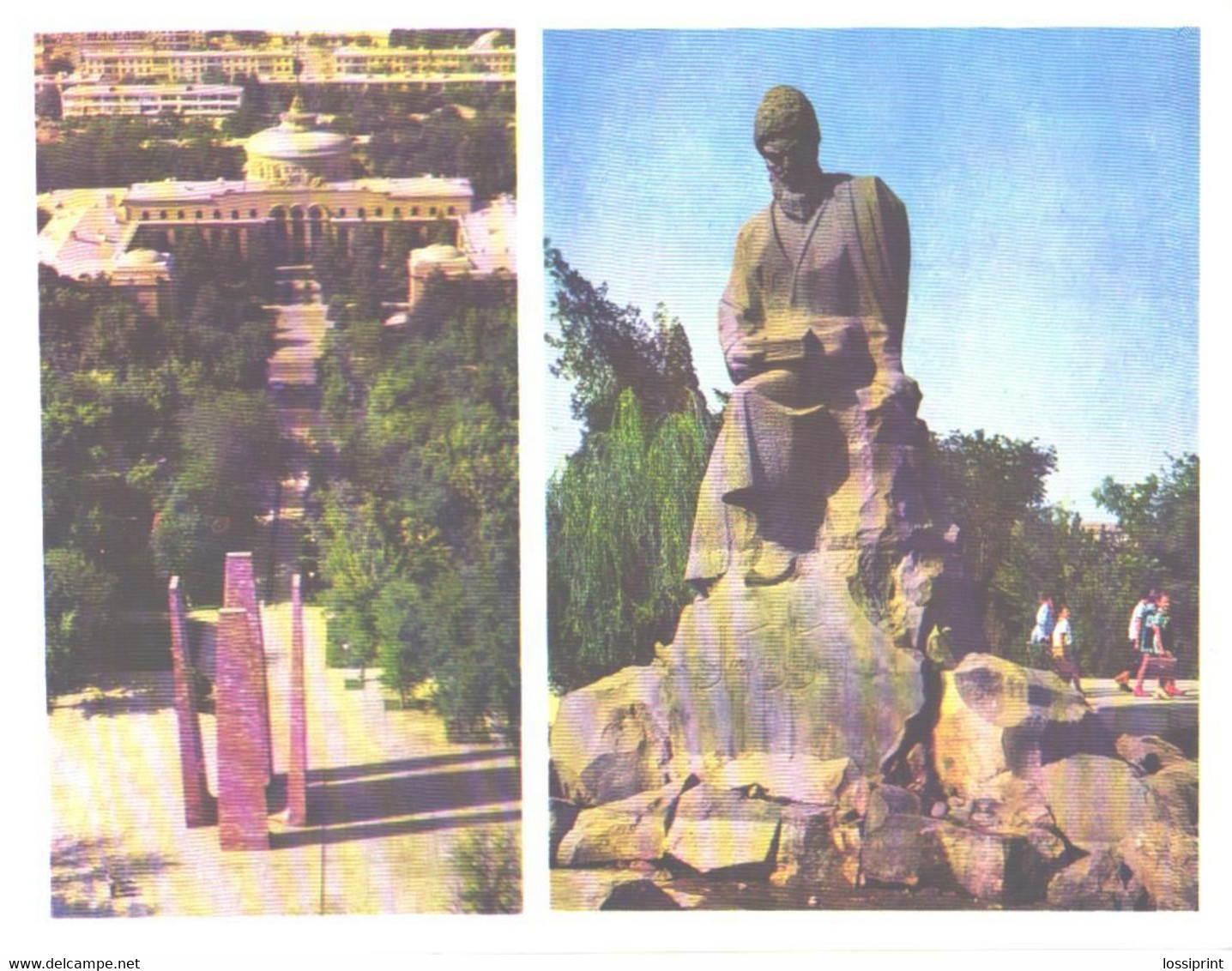 Turkmenistan:Ashgabat, Memorial Ensemble Of WW II, Monument To Poet Makhtumkuli, 1974, Large Size Postcard - Turkménistan