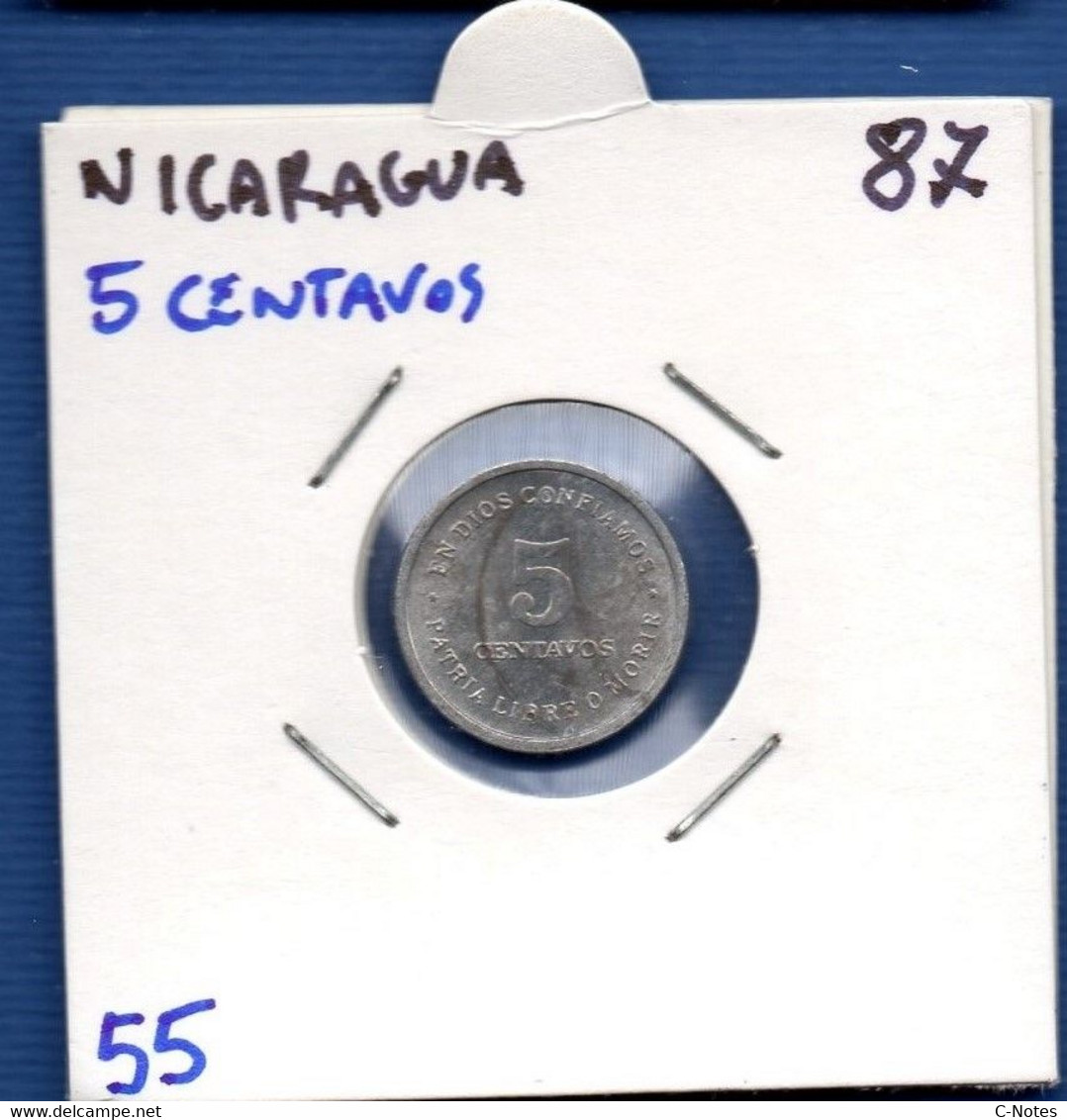 NICARAGUA - 5 Centavos 1987 -  See Photos -  Km 55 - Nicaragua