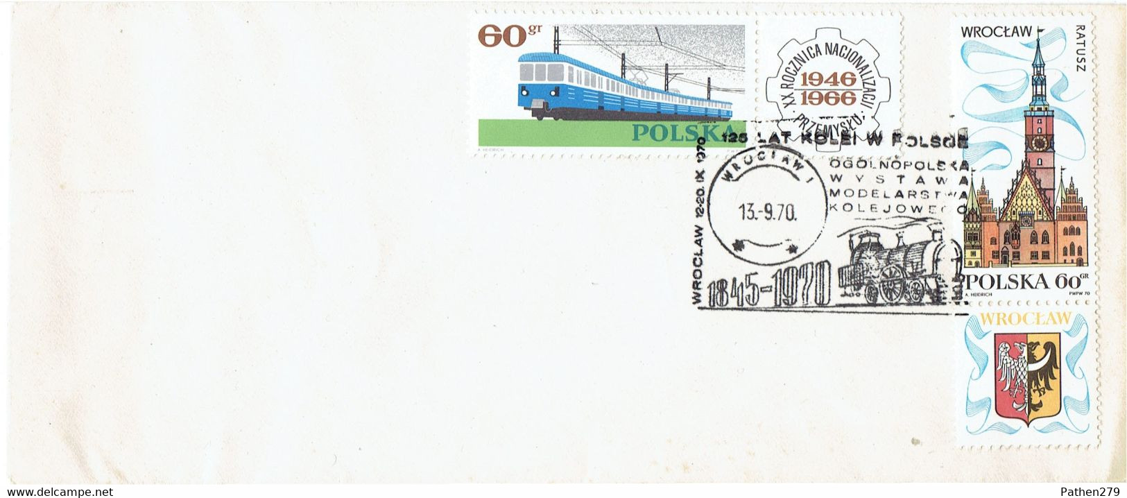 Enveloppe Commémorative - POLOGNE BASSE-SILESIE WROCLAW - 125ème Anniversaire Du Chemin De Fer - 1970 - Macchine Per Obliterare (EMA)