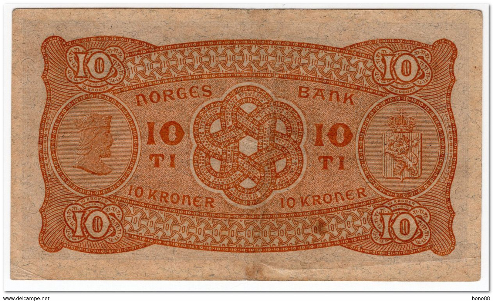 NORWAY,10 KRONER,1943,P.8a,VF-XF - Norwegen